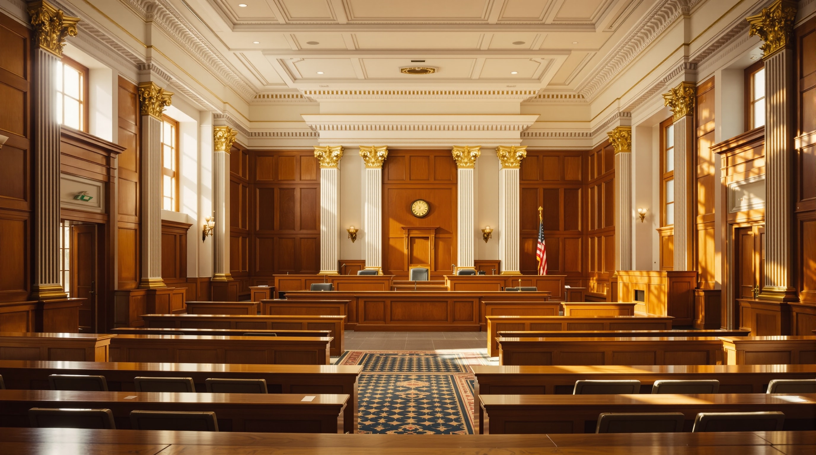 A quiet federal courtroom representing class-action civil-rights litigation