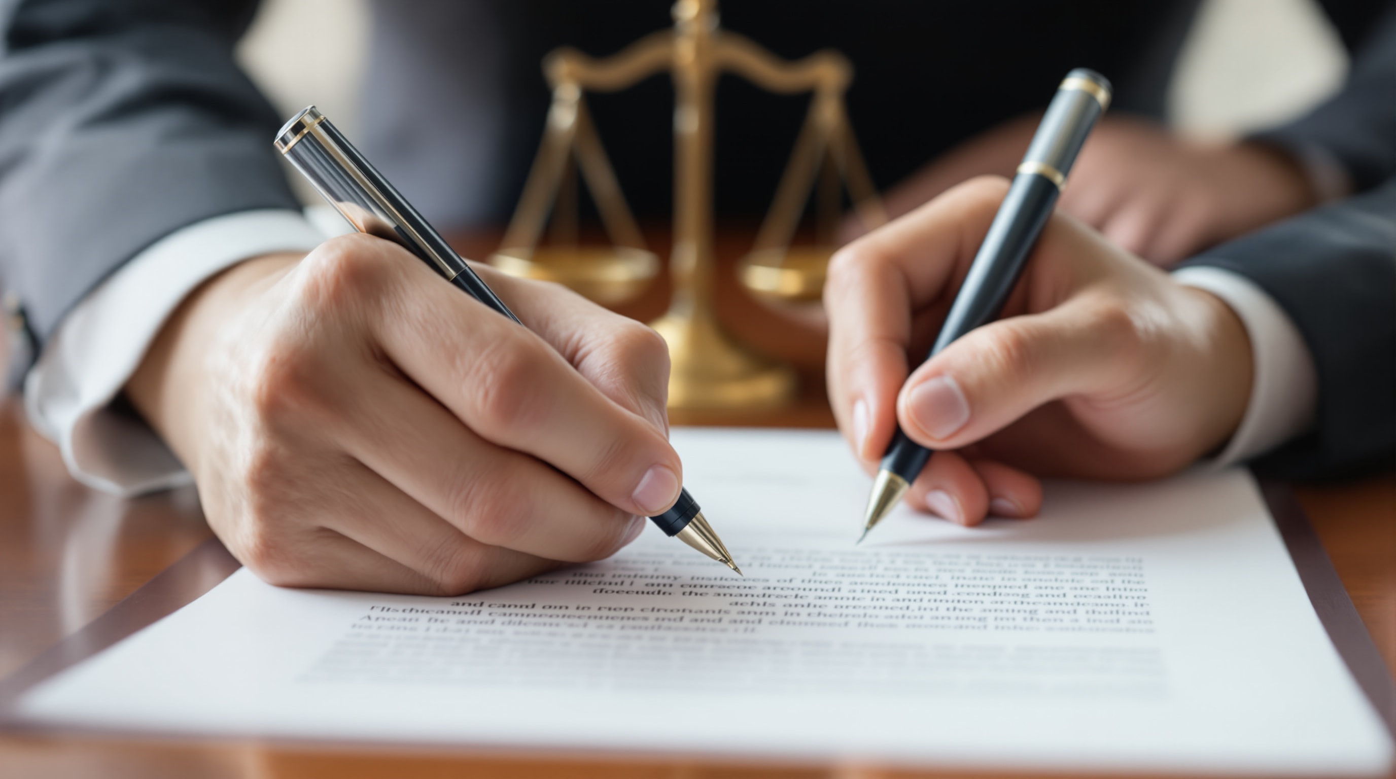 Signing a formal agreement, representing a consent decree