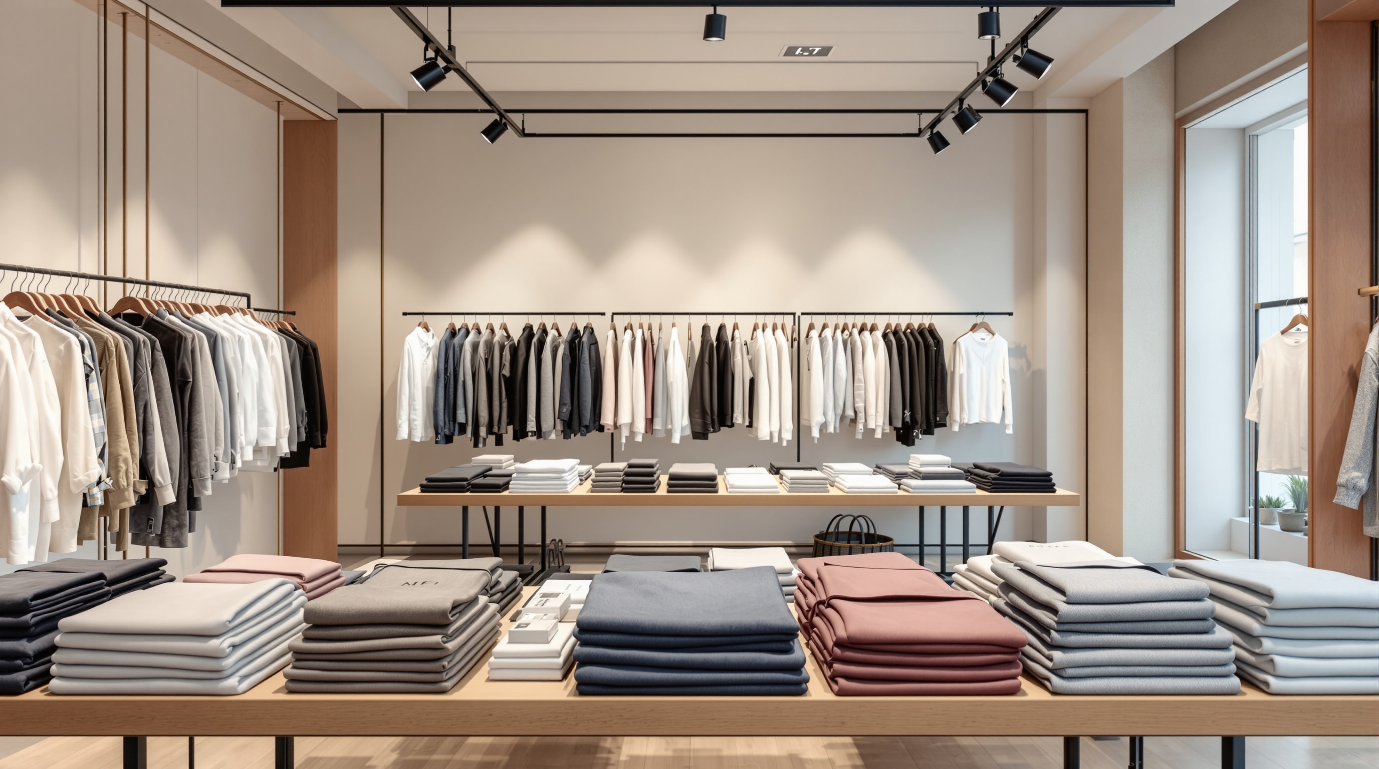 Interior of a modern apparel retail store